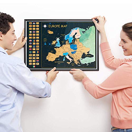 Mapa Mundi Rascar Regalos Originales - Regalos Curiosos para Hombre Mujer Mapamundi Rascar + Bono Mapa Rascable Europa, Póster del Mapa Mundi de Rascar con Tubo de Regalo, Regalos Mujer & Hombre