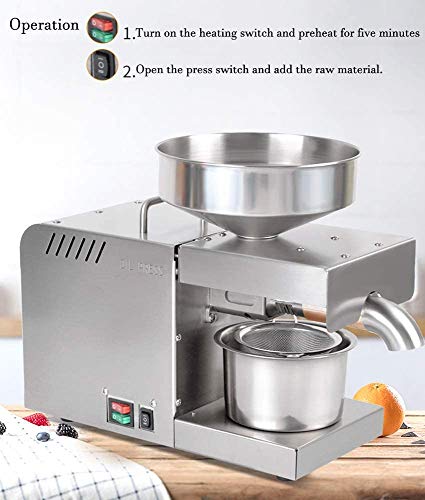 MAQRLT Cocina Prensa de Aceite, Semillas automática Tuerca Prensa de Aceite de Oliva máquina eléctrica automática Prensa de Aceite Extractor de Aguacate Coco Lino maní Castor