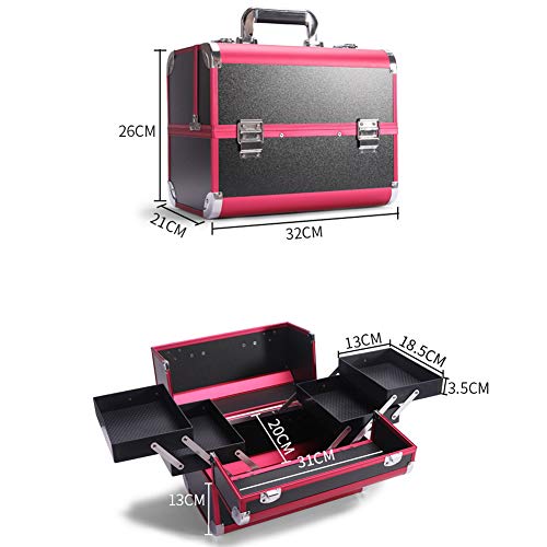 Maquillaje Profesional Caja De Herramientas Portátil Caja Cosmética Portátil De Gran Capacidad Bolsa De Cosméticos Femenina con Marco De Aleación De Aluminio