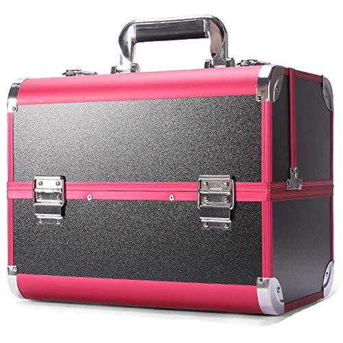 Maquillaje Profesional Caja De Herramientas Portátil Caja Cosmética Portátil De Gran Capacidad Bolsa De Cosméticos Femenina con Marco De Aleación De Aluminio