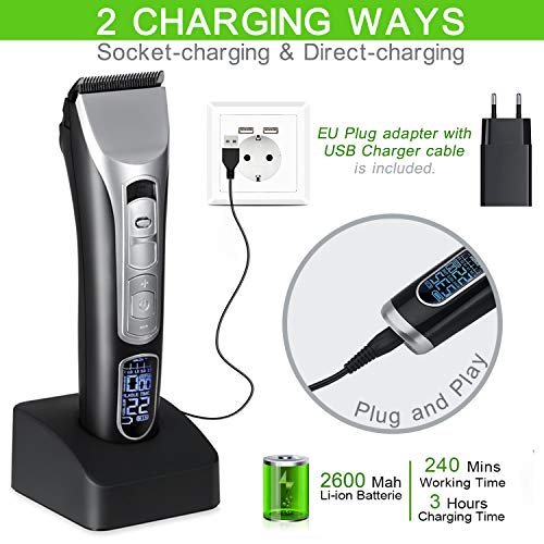 Maquina Cortar Pelo, Moevert Cortapelos Hombre Maquinilla Cortar Pelo Profesional Cortadora de Pelo Eléctrica Máquinas Cortapelo con Pantalla LCD Peine Batería Recargable para Hombres Adultos Niño