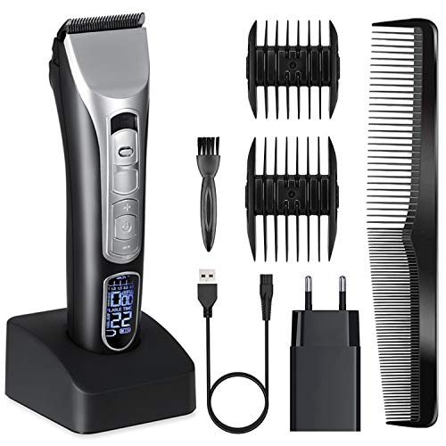 Maquina Cortar Pelo, Moevert Cortapelos Hombre Maquinilla Cortar Pelo Profesional Cortadora de Pelo Eléctrica Máquinas Cortapelo con Pantalla LCD Peine Batería Recargable para Hombres Adultos Niño