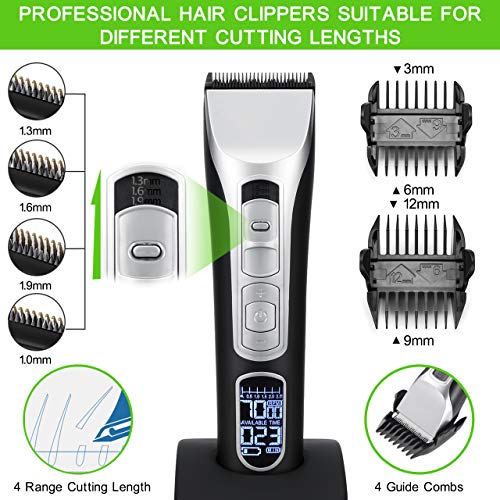 Maquina Cortar Pelo, Moevert Cortapelos Hombre Maquinilla Cortar Pelo Profesional Cortadora de Pelo Eléctrica Máquinas Cortapelo con Pantalla LCD Peine Batería Recargable para Hombres Adultos Niño