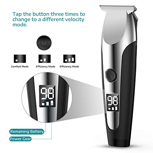 Maquina Cortar Pelo, SUERW Cortapelos Profesional Hombre con 6 Peines de Ajustes, Bata de Peluquería, Pantalla LED, Cuchillas de Cerámica-Titanio, Carga Rápida, Potente Motor