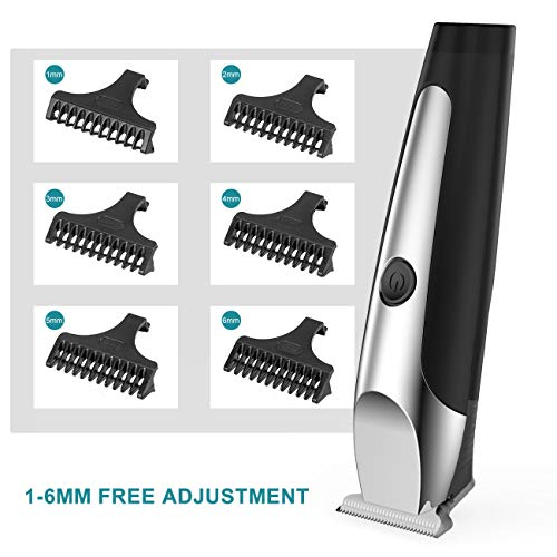 Maquina Cortar Pelo, SUERW Cortapelos Profesional Hombre con 6 Peines de Ajustes, Bata de Peluquería, Pantalla LED, Cuchillas de Cerámica-Titanio, Carga Rápida, Potente Motor