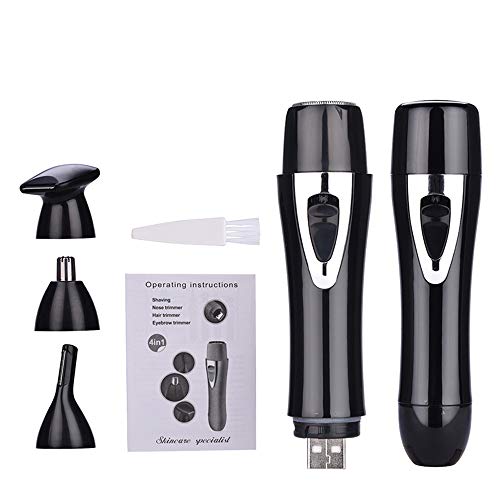 Máquina de afeitar eléctrica, DAREN&KIWI 4 en 1 USB Recargable Mujeres Facial Hair Shaver Bikini de cejas Body Trimmer Hair Trimmer Ladies Razor Kit (Negro)
