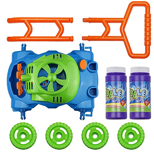 Máquina de Burbujas para Niños, Mecanismo de Soplado Automático, Juguete Bubble Lawn Mower con 2 botellas de líquido, Juguetes al aire libre Regalos para Jardín