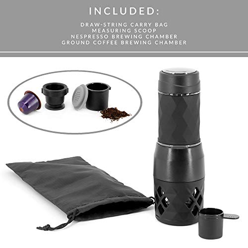 Máquina de café espresso portátil | Compatible con Nespresso y café molido | Máquina de café de viaje mini manual | Pukkr