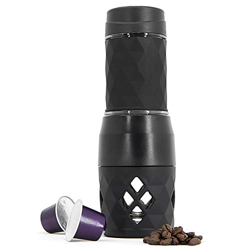 Máquina de café espresso portátil | Compatible con Nespresso y café molido | Máquina de café de viaje mini manual | Pukkr