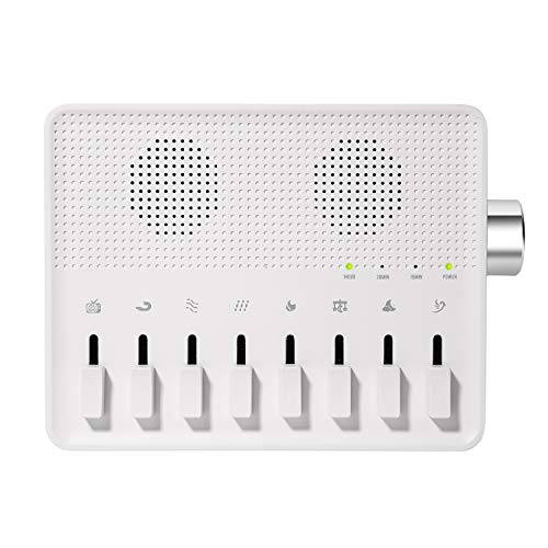 Máquina De Ruido Blanco Para Dormir, Máquina con múltiples usos, 7 sonidos naturales y 1 ruido blanco, con funciones de memoria y temporizador con cable USB, Aparato para ayudar a conciliar el sueño
