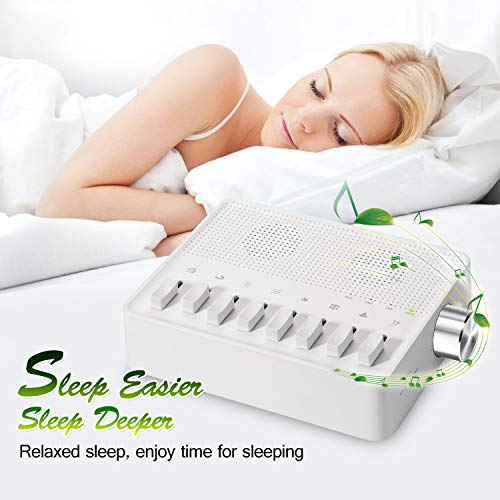 Máquina De Ruido Blanco Para Dormir, Máquina con múltiples usos, 7 sonidos naturales y 1 ruido blanco, con funciones de memoria y temporizador con cable USB, Aparato para ayudar a conciliar el sueño