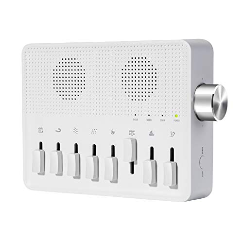Máquina De Ruido Blanco Para Dormir, Máquina con múltiples usos, 7 sonidos naturales y 1 ruido blanco, con funciones de memoria y temporizador con cable USB, Aparato para ayudar a conciliar el sueño
