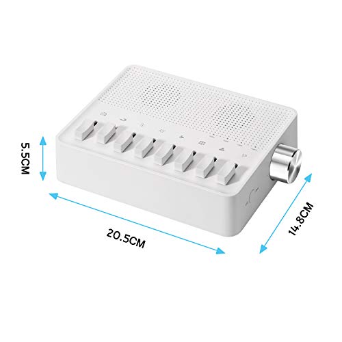 Máquina De Ruido Blanco Para Dormir, Máquina con múltiples usos, 7 sonidos naturales y 1 ruido blanco, con funciones de memoria y temporizador con cable USB, Aparato para ayudar a conciliar el sueño