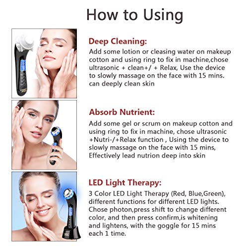 Máquina de ultrasonidos LED, CARRERA SPARK Apriete de la piel Luz LED Terapia de la piel Vibración ultrasónica Dispositivo de belleza para limpieza de iones