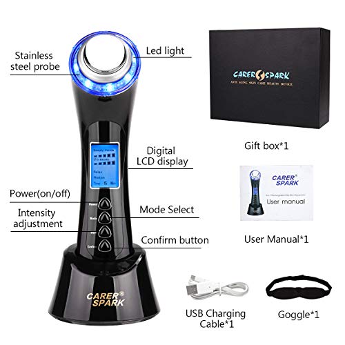 Máquina de ultrasonidos LED, CARRERA SPARK Apriete de la piel Luz LED Terapia de la piel Vibración ultrasónica Dispositivo de belleza para limpieza de iones
