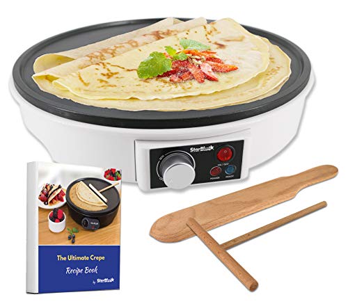 Máquina Eléctrica para Crepes de 30.5cm con Espátula de Madera de StarBlue - AC 220-240V 50/60Hz 1000W, Enchufe del Reino Unido, adaptador para Europa incluido