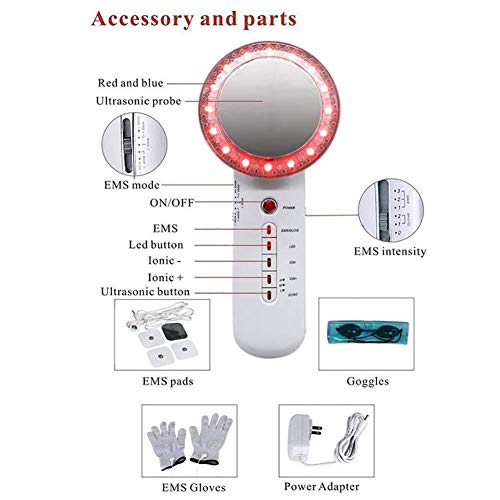 Máquina masajeadora adelgazante 6 en 1 Cavitación Vibración Luminoterapia Máquina de pérdida de peso Cuidado de la piel Equipo de belleza para rejuvenecimiento Estiramiento facial , Apparecchiature di