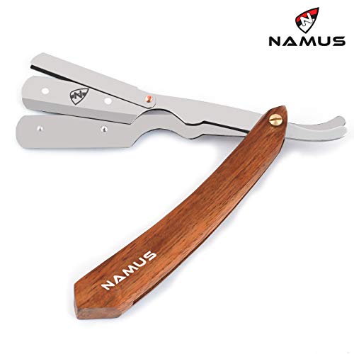 maquinilla de afeitar, afeitado barbero de corte recto, hombres profesionales/personales - Navaja de afeitar con mango de madera - bolsa de viaje negra