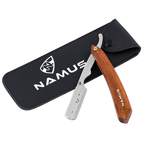 maquinilla de afeitar, afeitado barbero de corte recto, hombres profesionales/personales - Navaja de afeitar con mango de madera - bolsa de viaje negra