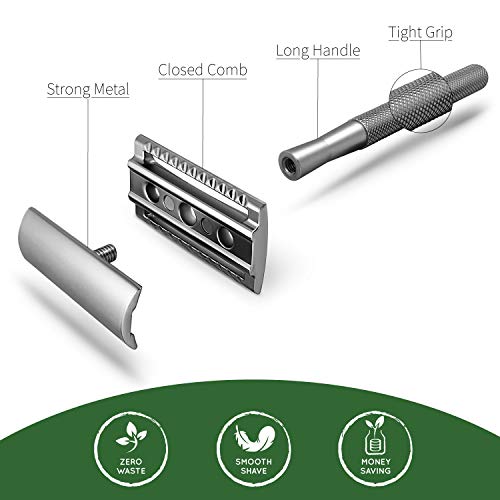 Maquinilla de Afeitar Clásica | Maquinilla de Afeitar para Mujeres y Hombres | Incluye Soporte Cuchilla de Afeitar | Compatible con Todas las Hojas de Afeitar | Máquina de afeitar clásica| Bambaw