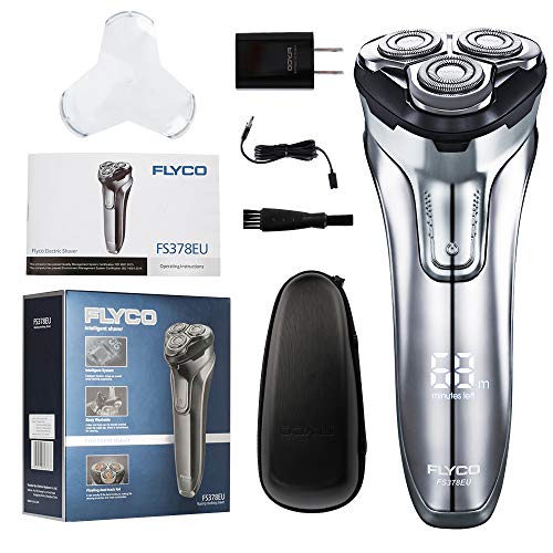 Maquinilla de afeitar eléctrica para hombres Afeitadora eléctrica recargable a prueba de agua IPX7 USB Afeitadora rotativa inalámbrica seca y húmeda con recortador de barba, estuche de viaje