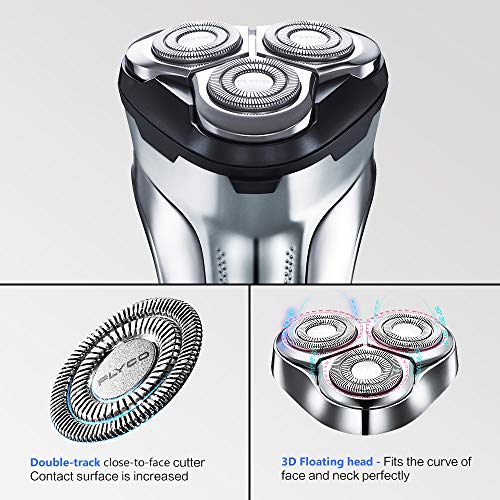 Maquinilla de afeitar eléctrica para hombres Afeitadora eléctrica recargable a prueba de agua IPX7 USB Afeitadora rotativa inalámbrica seca y húmeda con recortador de barba, estuche de viaje
