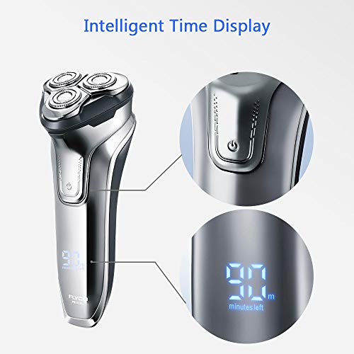 Maquinilla de afeitar eléctrica para hombres Afeitadora eléctrica recargable a prueba de agua IPX7 USB Afeitadora rotativa inalámbrica seca y húmeda con recortador de barba, estuche de viaje