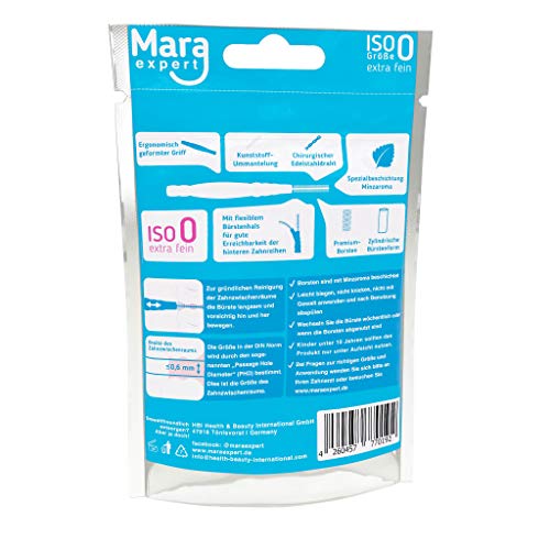 Mara Expert - Cepillos interdentales básicos (0,4 mm, ISO 0, extrafinos, 33% más de contenido), color rosa