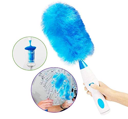 Marbeine - Cepillo de limpieza eléctrico eléctrico (360º, recargable, plumero eléctrico, inalámbrico, cepillo de empujador, para casa, oficina, color azul