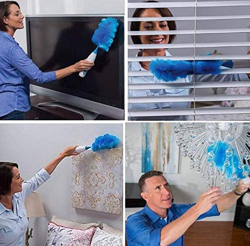 Marbeine - Cepillo de limpieza eléctrico eléctrico (360º, recargable, plumero eléctrico, inalámbrico, cepillo de empujador, para casa, oficina, color azul