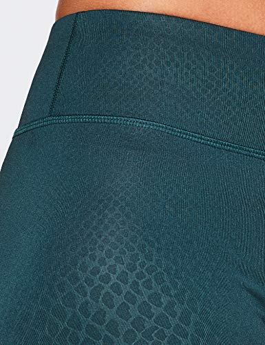 Marca Amazon - AURIQUE Leggings de Deporte con Textura Piel de Serpiente Mujer, Azul (Teal Teal), 40, Label:M