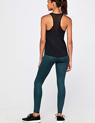 Marca Amazon - AURIQUE Leggings de Deporte con Textura Piel de Serpiente Mujer, Azul (Teal Teal), 40, Label:M