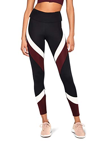 Marca Amazon, Aurique Leggings deportivos para Mujer, Negro (Black/Port Royale/Blush), S
