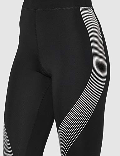 Marca Amazon - AURIQUE Mallas de Deporte Capri Estampadas Mujer, Negro (Black/White), 38, Label:S