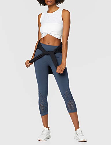 Marca Amazon - AURIQUE Mallas de Deporte Cortas sin Costuras Mujer, Azul (Dress Blue), 38, Label:S