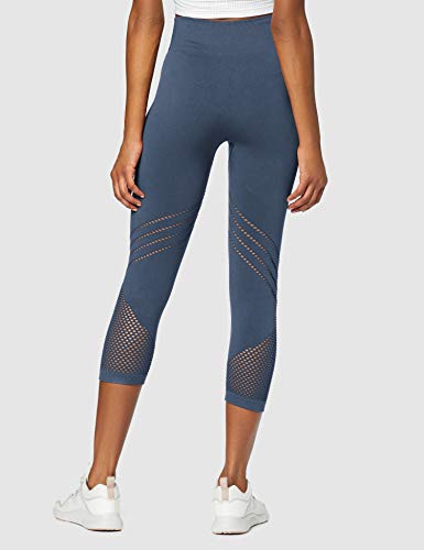 Marca Amazon - AURIQUE Mallas de Deporte Cortas sin Costuras Mujer, Azul (Dress Blue), 38, Label:S
