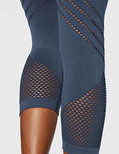 Marca Amazon - AURIQUE Mallas de Deporte Cortas sin Costuras Mujer, Azul (Dress Blue), 38, Label:S
