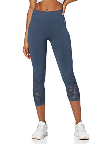 Marca Amazon - AURIQUE Mallas de Deporte Cortas sin Costuras Mujer, Azul (Dress Blue), 38, Label:S