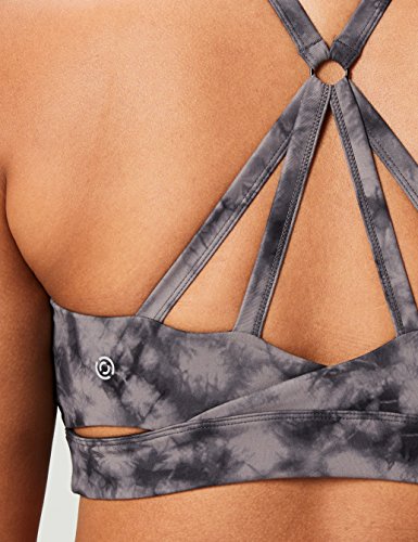 Marca Amazon - Core 10 - Icon Series -Sujetador deportivo Ballerina para mujer (XS-3X), Negro (black/grey tie dye), US M (EU M - L)
