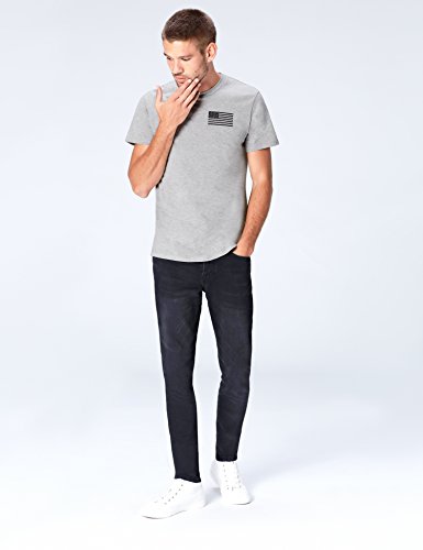 Marca Amazon - find. Camiseta Bronx para Hombre, Gris (Grey Marl 003), M, Label: M