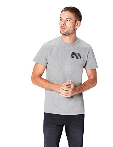Marca Amazon - find. Camiseta Bronx para Hombre, Gris (Grey Marl 003), M, Label: M