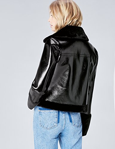 Marca Amazon - find. Chaqueta Efecto Piel para Mujer, Negro (Schwarz), 48, Label: 3XL