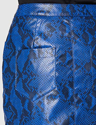 Marca Amazon - find. Falda Efecto Piel de Pitón para Mujer, Azul (Blue), 44, Label: XL