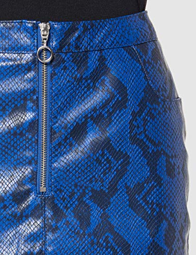 Marca Amazon - find. Falda Efecto Piel de Pitón para Mujer, Azul (Blue), 44, Label: XL