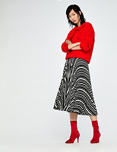 Marca Amazon - find. Falda Plisada Mujer, Multicolor (Black And White 25190 V3), 38, Label: S