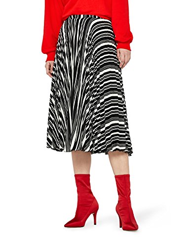 Marca Amazon - find. Falda Plisada Mujer, Multicolor (Black And White 25190 V3), 38, Label: S