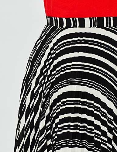 Marca Amazon - find. Falda Plisada Mujer, Multicolor (Black And White 25190 V3), 38, Label: S
