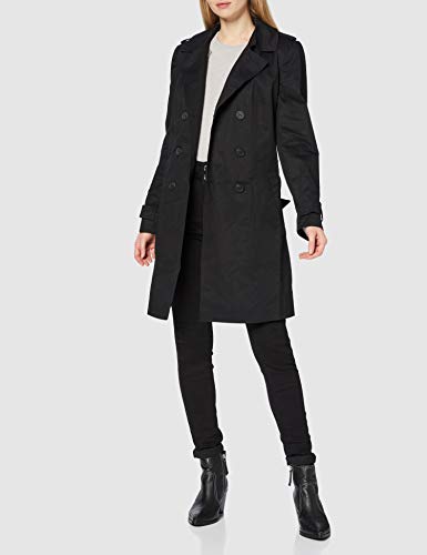 Marca Amazon - find. Gabardina Corta Estilo Trench para Mujer, Negro (Schwarz), 42, Label: L