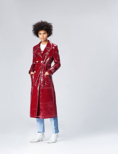 Marca Amazon - find. Gabardina de Charol para Mujer, Rojo (Rot), 36, Label: XS