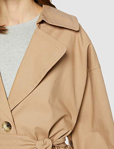 Marca Amazon - find. Gabardina Larga Oversize para Mujer, Beige (Stone), 42, Label: L